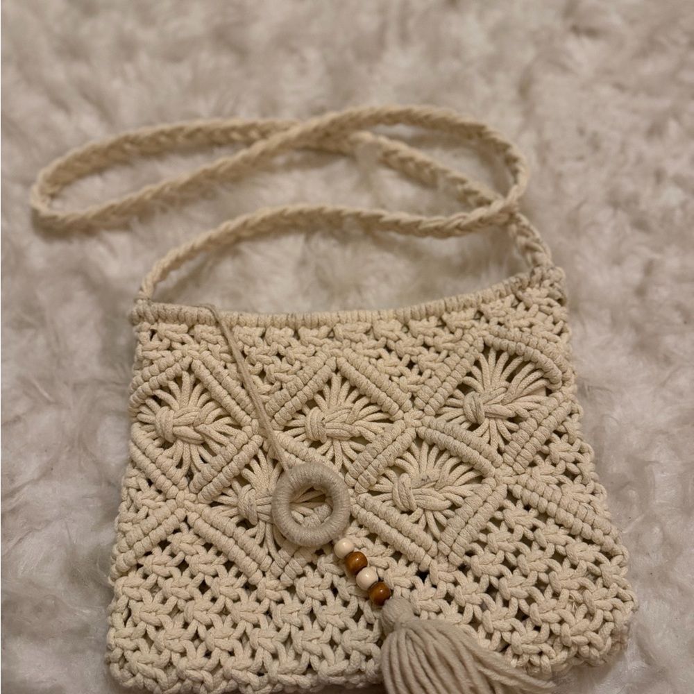Elegant Crochet Mini Bag in Cream
